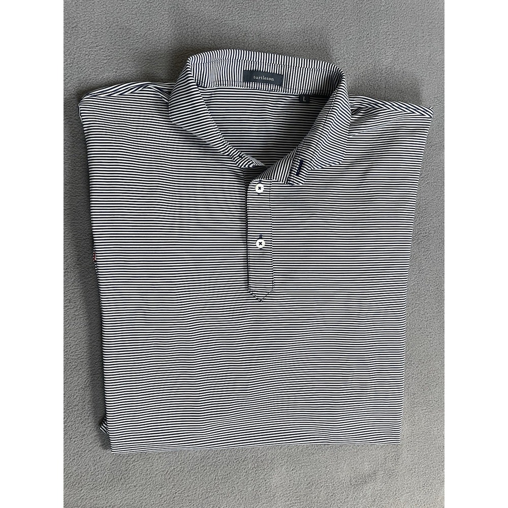 Turtleson Golf Polo Shirt Striped Short Sleeve Performance‎ Men Sz Lrg